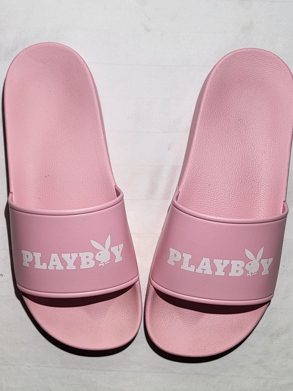 Playboy Bubble Gum Pink & White Logo Slide Sandals